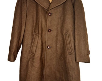 Vintage Gleneagles Wool Coat: Men's Brown Heavy Faux Liner (Size 42)