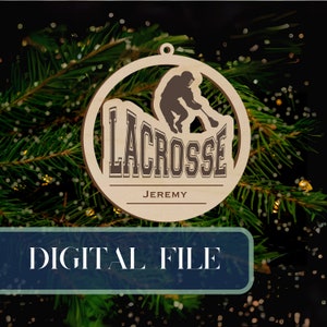Lacrosse Laser File SVG Christmas Laser File Wood Ornament File Customizable Name Ornament