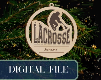 Lacrosse Laser File SVG Christmas Laser File Wood Ornament File Customizable Name Ornament