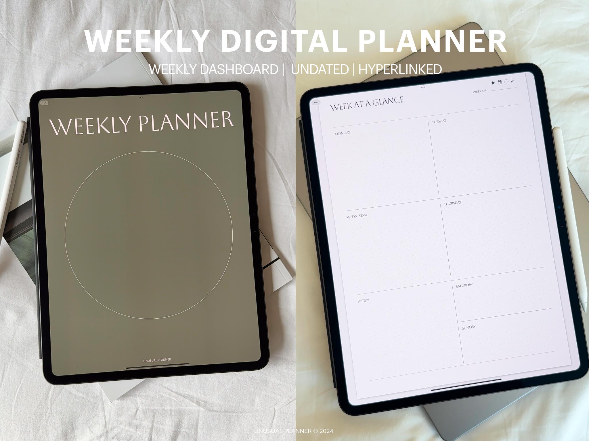 Weekly Dashboard by Unusual Planner | Productivity Planner, Undated Digital Weekly Dashboard, Minimalist Aesthetic iPad Planner Templates