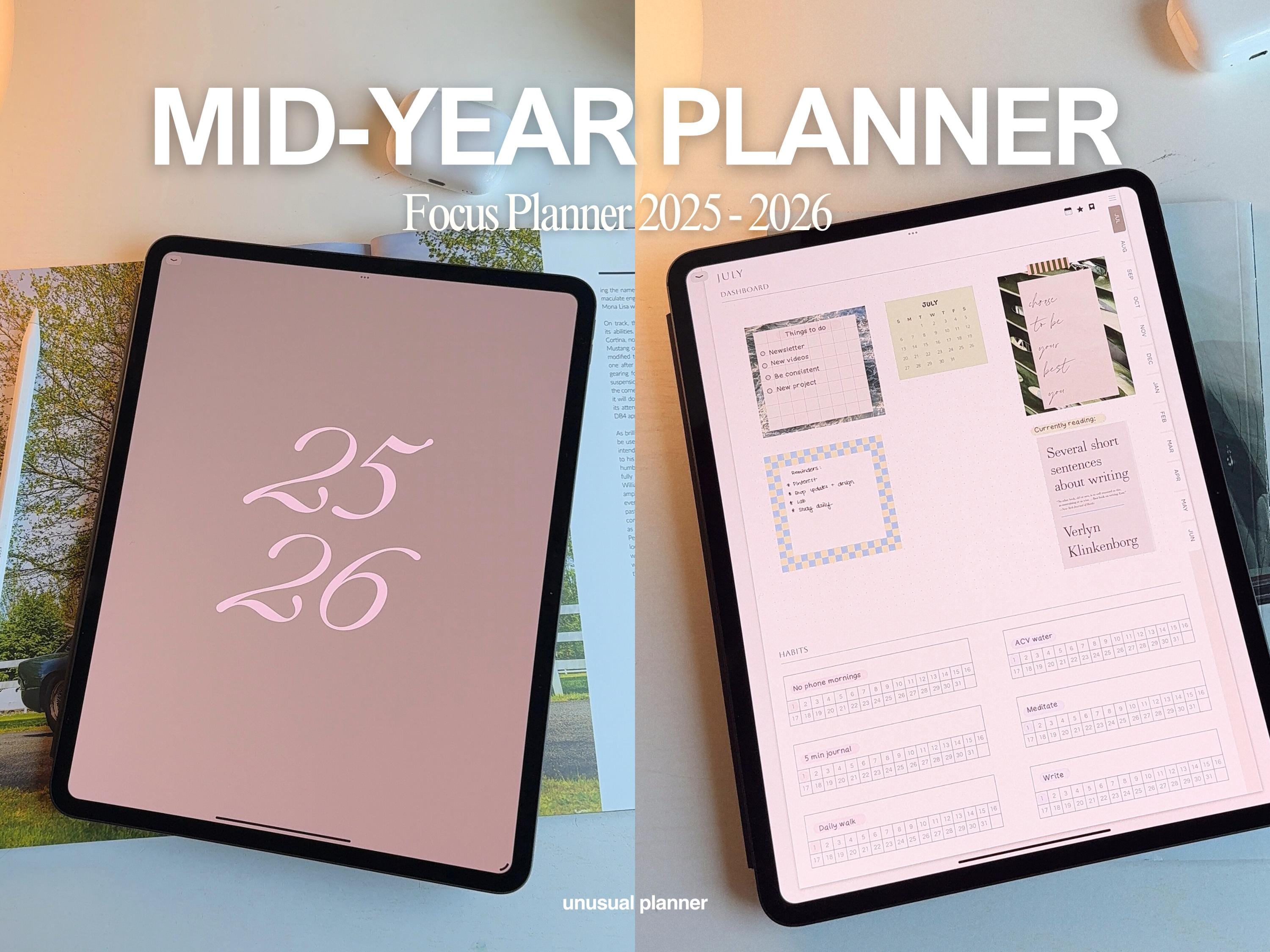 Focus Planner by Unusual Planner | 2025–2026 Digital Mid-Year Planner for iPad, Weekly Portrait Layout, To-Do Lists, GoodNotes & Notability