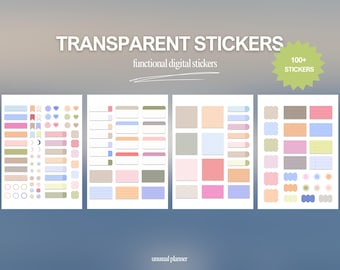 Transparent Digital Stickers by Unusual Planner, Everyday Stickers for GoodNotes, Aesthetic Sticky Notes Digital Planner Stickers for iPad