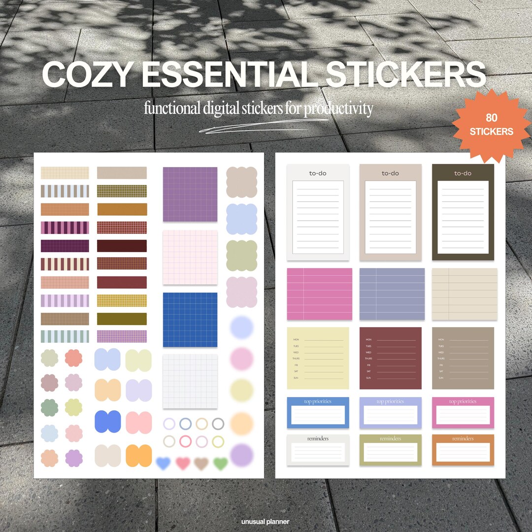 Cozy Aesthetic Planner Stickers | Digital Goodnotes Stickers (80 ...