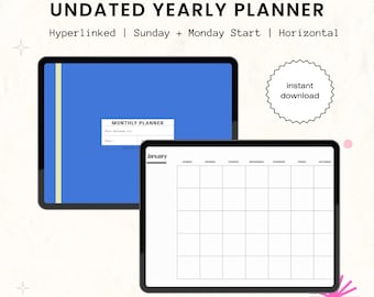 Undated Monthly Planner by Unusual Planner | Simple Digital Planner Minimalist Aesthetic GoodNotes Template for iPad Horizontal Planner