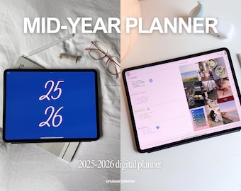 Freeform Mid-Year Planner by Unusual Planner | 2025-2026 Bullet Journal Horizontal Weekly Layout Planner for iPad, GoodNotes, Notability