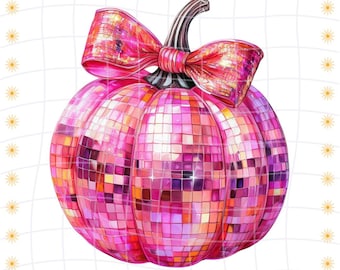Pink Disco Pumpkin Png Pumpkin Disco Ball Png Soft Girl Png Preppy Pink Fall Png Pink Pumpkin Bow Png Coquette Pumpkin Png Designs Disco Png