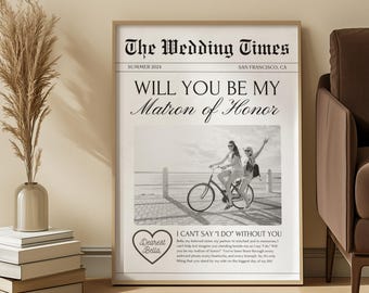 Bridesmaid Proposal Card Wedding Newspaper Bridesmaid Maid Of Honor Newspaper Proposal Bridesmaid Newspaper Template Bridesmaid Invite