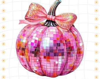 Pink Disco Pumpkin Png Pumpkin Disco Ball Png Soft Girl Png Preppy Pink Fall Png Pink Pumpkin Bow Png Coquette Pumpkin Png Designs Disco Png