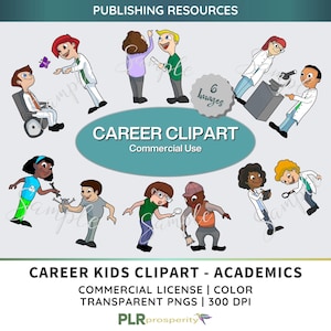 Academics Clipart Bundle for Children, Commerical Rights | Clipart for Kids | Career Clipart | High Resolution | Educational Resource | PNGS