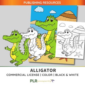 Alligator PLR Bundle with Commerical Rights | Full Color Cover, Coloring Page, Color Image, Black and White Image | Quality High Resolution