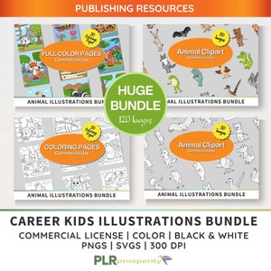 Wildland Animal Illustration Bundle with Commerical Rights | Full Color Pages, Coloring Pages, Color Images, Black-White Images | Clipart