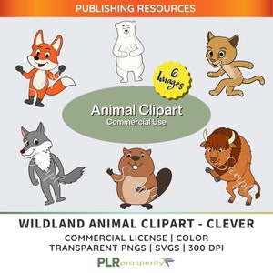 Clever Clipart Bundle for Children with Commerical Rights | Animals for Kids | Animal Clipart | High Resolution | PNGS & SVGS | Digital PLR