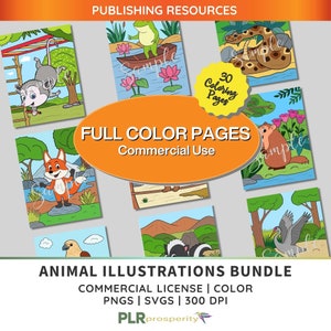 FULL COLOR Page Bundle for Children with Commerical Rights, Wildland Animals, Educational Materials, Author, High Resolution, US Letter Size