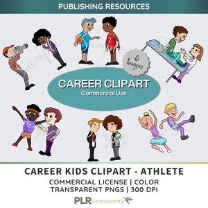 Athlete Clipart Bundle for Children, Commerical Rights | Clipart for Kids | Career Clipart | High Resolution | Educational Resource | PNGS