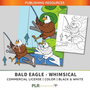 Bald Eagle PLR Bundle with Commerical Rights | Full Color Cover, Coloring Page, Color Image, Black and White Image | Quality High Resolution