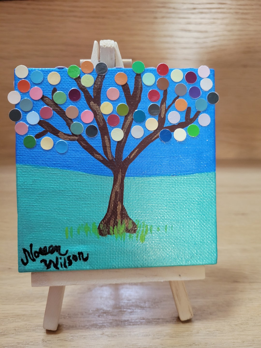 Tree of Life Art Mini Happy Tree 4 X 4 on Easels Etsy
