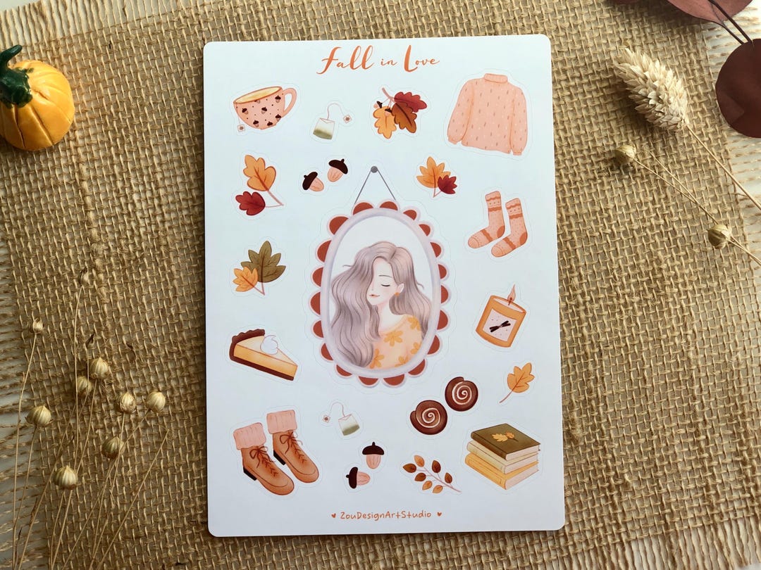 Cozy Fall Sticker Sheet Bujo Sticker Autumn Vibe Sticker Kawaii Journal