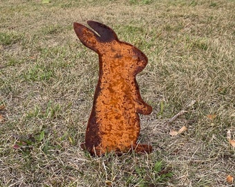 Rusty Metal Bunny Rabbit Yard Decor Vintage Garden Bunnies Ornament Rustic Animal - Rustic Bunnies Decor - Rustic Garden Sign Rabbit Decor