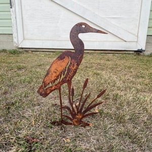 Heron Bird Metal Garden Decor - Rusty Metal Heron Garden Decor: Vintage Yard Art - Heron Garden Decor - Corten Bird Decor Garden Lover Gift