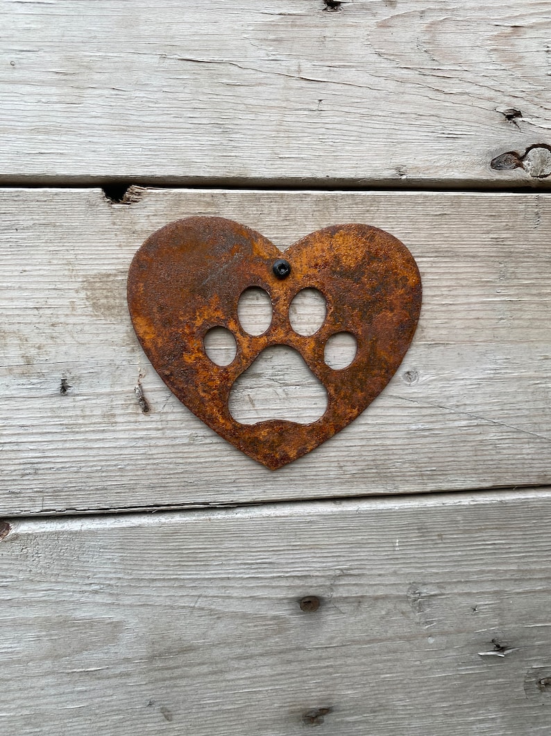 Corten Rusty Metal Dog Memorial Sign - Vintage Style Tribute for Beloved Pup - Pet Memorial Ornament - Metal Garden Pet Sign Fence Pet Sign image 1