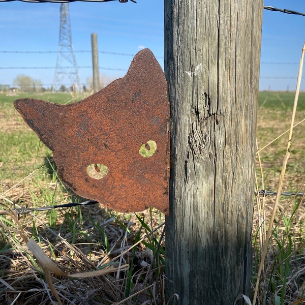 Vintage Rusty Metal Cat Head Sculpture Cat Shaped Metal Sculpture: Vintage Pet Art for Your Space Rusty Cat Lovers Gift Cat Garden Decor