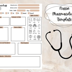 Pharmacology Template for Nursing School |  Pharmacology Notes | Nursing Notes | NCLEX | Nursing Study Guide | Digital Template