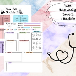 Pharmacology Template for Nursing School |  Pharmacology Notes | Nursing Notes | NCLEX | Nursing Study Guide | Digital Template