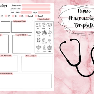 Pharmacology Template for Nursing School |  Pharmacology Notes | Nursing Notes | NCLEX | Nursing Study Guide | Digital Template