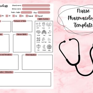 Pharmacology Template for Nursing School |  Pharmacology Notes | Nursing Notes | NCLEX | Nursing Study Guide | Digital Template