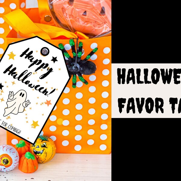 Halloween Favor Tags, Halloween Gift Tag, Costume Party Trick Or Treat Favor Tag, Halloween Birthday Party Download Printable