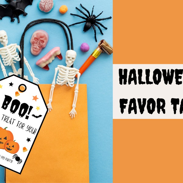 Halloween Favor Tags, Halloween Gift Tag, Costume Party Trick Or Treat Favor Tag, Halloween Birthday Party Download Printable