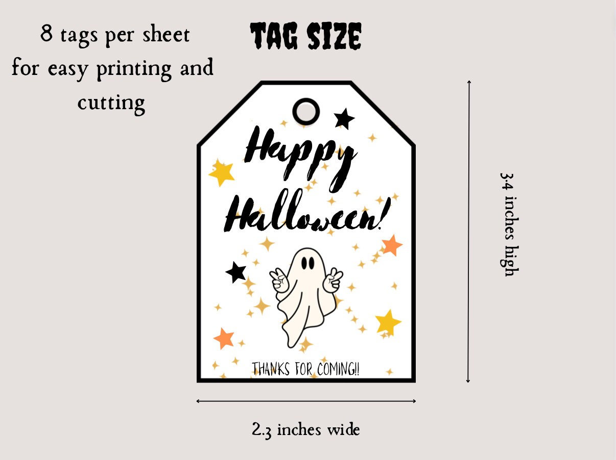 Halloween Favor Tags, Halloween Gift Tag, Costume Party Trick or Treat