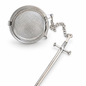 Sword Tea Infuser | Stainless Steel Mesh Tea Ball with Medieval Sword Charm | Loose Leaf Tea Strainer | Knight Gift | Fantasy Tea Accessory