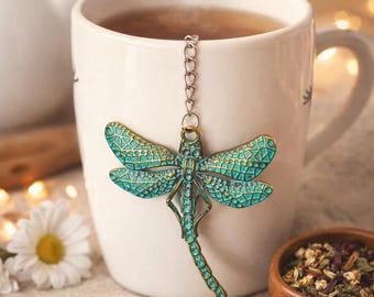 Dragonfly Tea Infuser with Charm – Stainless Steel Tea Ball for Loose Leaf Tea – Unique Tea Lover Gift – Herbal Tea Strainer