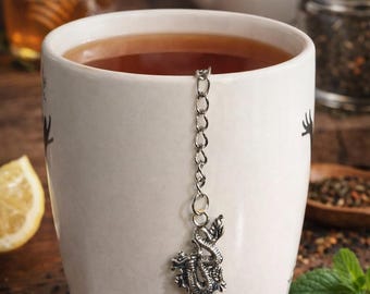 Dragon Tea Infuser Charm – Stainless Steel Loose Leaf Tea Accessory – Fantasy Dragon Pendant for Tea Lovers