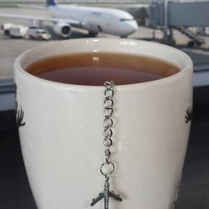 Infuseur à thé charme avion - Boule en maille d'acier inoxydable pour thé en vrac, cadeau de voyage pour les amateurs de thé, cadeau pilote hôtesse de l'air.
