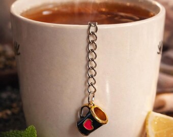 Cute Tea Ball Infuser with Teacup Charm | Stainless Steel Mesh Tea Strainer | Reusable Loose Leaf Tea Infuser | Gift for Tea Lovers