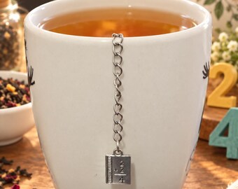 Stainless Steel Tea Infuser with Math Numbers Charm, Reusable Loose Leaf Tea Strainer