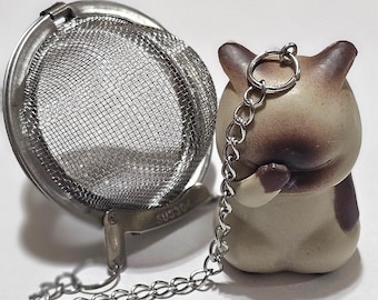 Infusor de té con forma de bola de gato tímido siamés, colador de té, regalo para amantes de los gatos