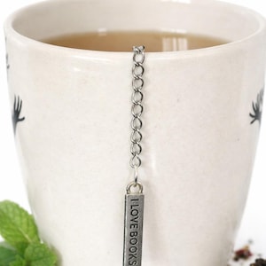 I love books tea infuser ball tea steeper strainer giftBook Lover Tea Infuser Charm – “I Love Books” Tea Ball Charm – Reader Gift – Bookworm