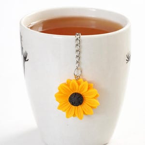 Sunflower Tea Infuser Charm | Cute Flower Tea Ball Accessory | Loose Leaf Tea Gift | Mug Hanging Charm | Tea Lover Gift Idea