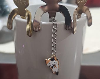 Infusor de té con forma de bola de malla para amantes del té, regalo para amantes de los gatos, con forma de gato en miniatura