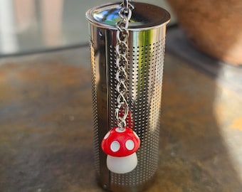 Mushroom charm stainless steel tea infuser steeper strainer gift