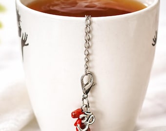 Stainless Steel Tea Infuser Ball with Red Stone Charm – Loose Leaf Tea Strainer