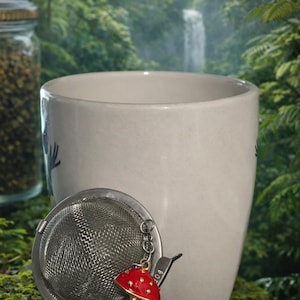 Mushroom Tea Infuser with Charm | Stainless Steel Mesh Tea Ball | Cute Forest Mushroom Tea Strainer | Loose Leaf Tea Gift