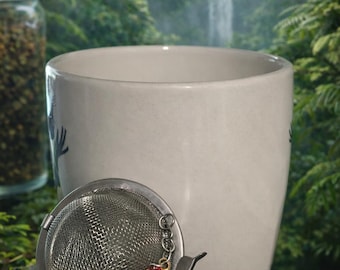Mushroom Tea Infuser with Charm | Stainless Steel Mesh Tea Ball | Cute Forest Mushroom Tea Strainer | Loose Leaf Tea Gift