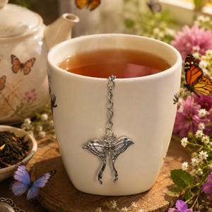 Silver Luna Moth Tea Infuser | Stainless Steel Loose Leaf Tea Strainer | Butterfly Tea Ball | Nature Lover Tea Gift | Tea Accessory