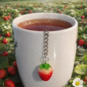 Strawberry Tea Infuser Charm | Loose Leaf Tea Cup Accessory