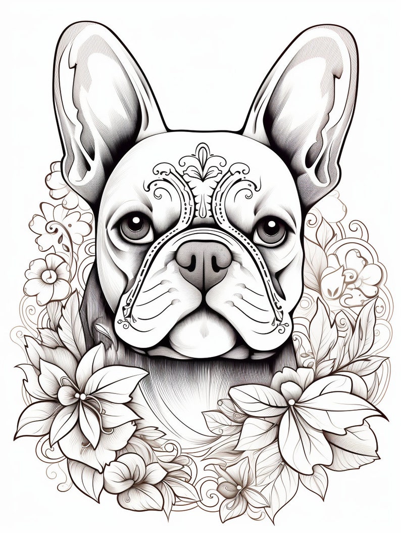 French Bulldog Coloring Pages Coloring Book Cute French Etsy