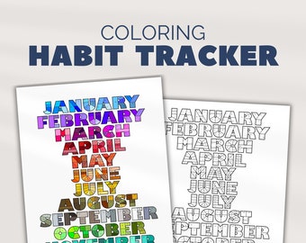 Color-in Habit Tracker Printable | Monthly and Daily Habits (Digital Download)